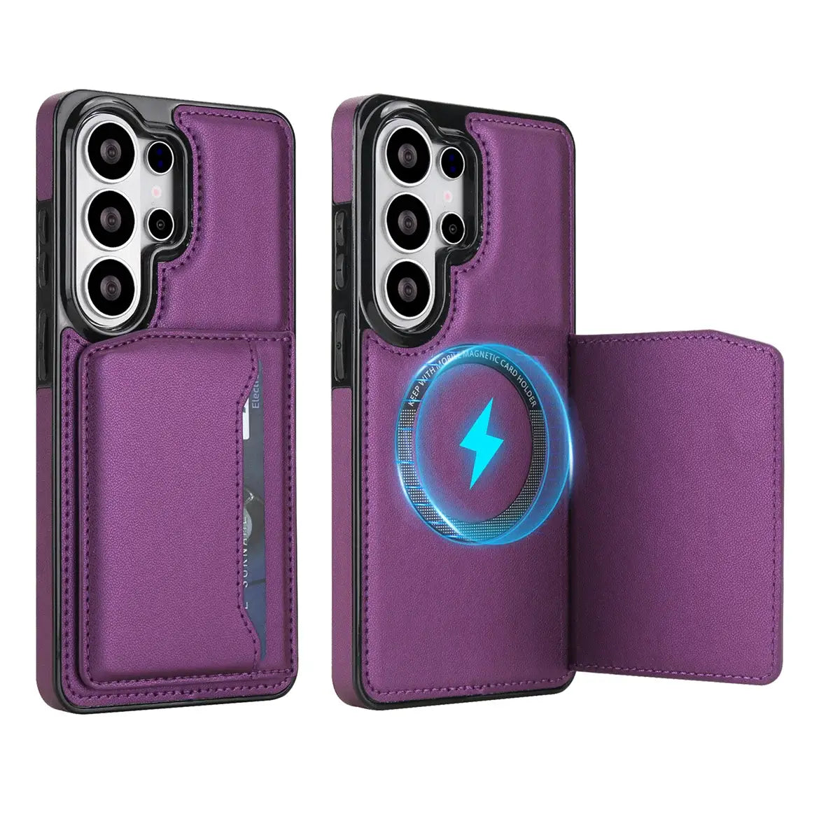 Buy Shockproof Protective Case with Card Holder, Magnetic Charging Compatibility & Hands-Free Viewing Stand - Vaun at Caseles-Samsung Galaxy S26 Ultra, Black