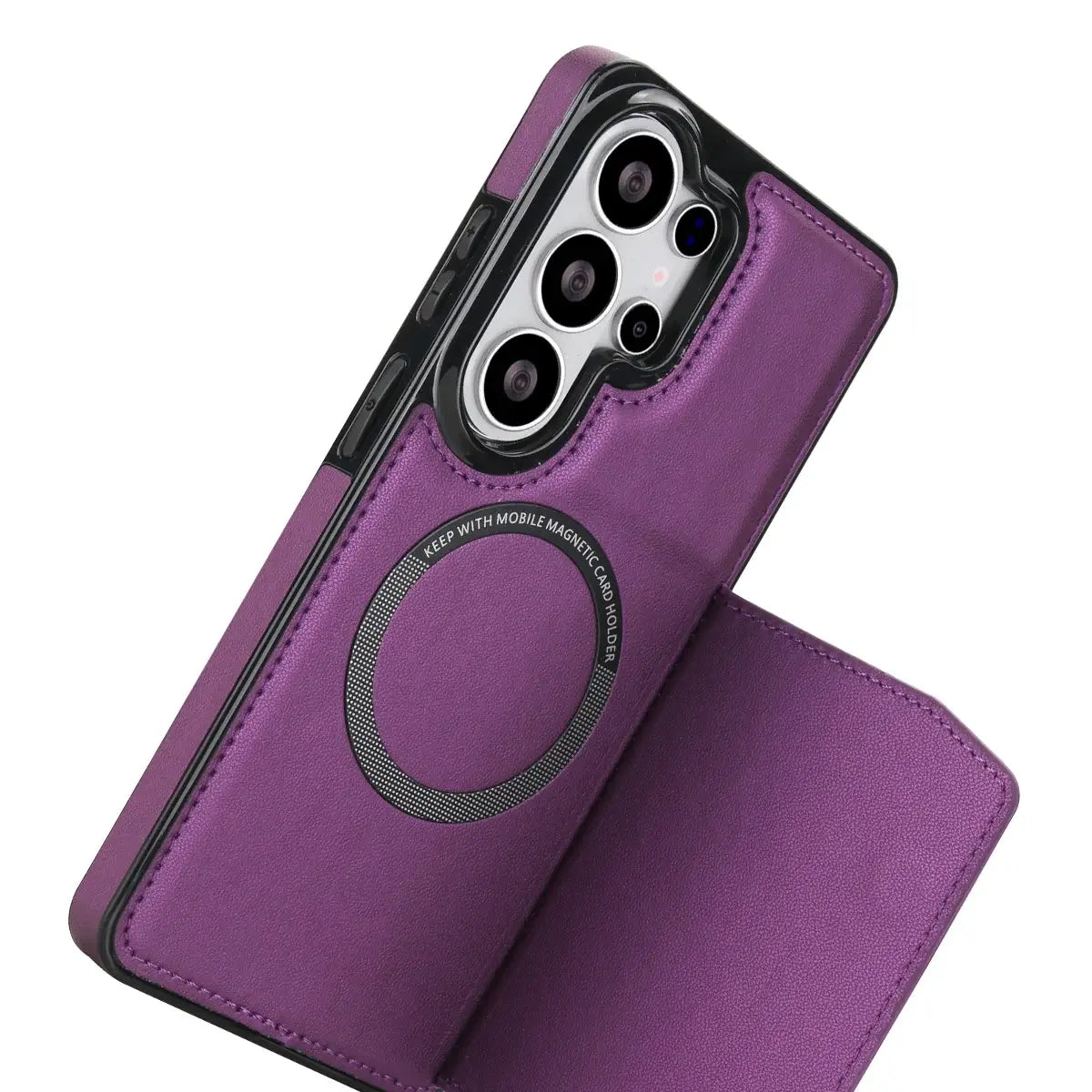 Buy Shockproof Protective Case with Card Holder, Magnetic Charging Compatibility & Hands-Free Viewing Stand - Vaun at Caseles-Samsung Galaxy S26 Ultra, Black