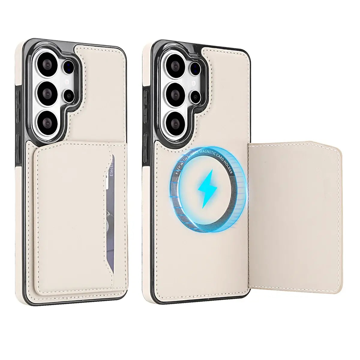 Buy Shockproof Protective Case with Card Holder, Magnetic Charging Compatibility & Hands-Free Viewing Stand - Vaun at Caseles-Samsung Galaxy S26 Ultra, Black
