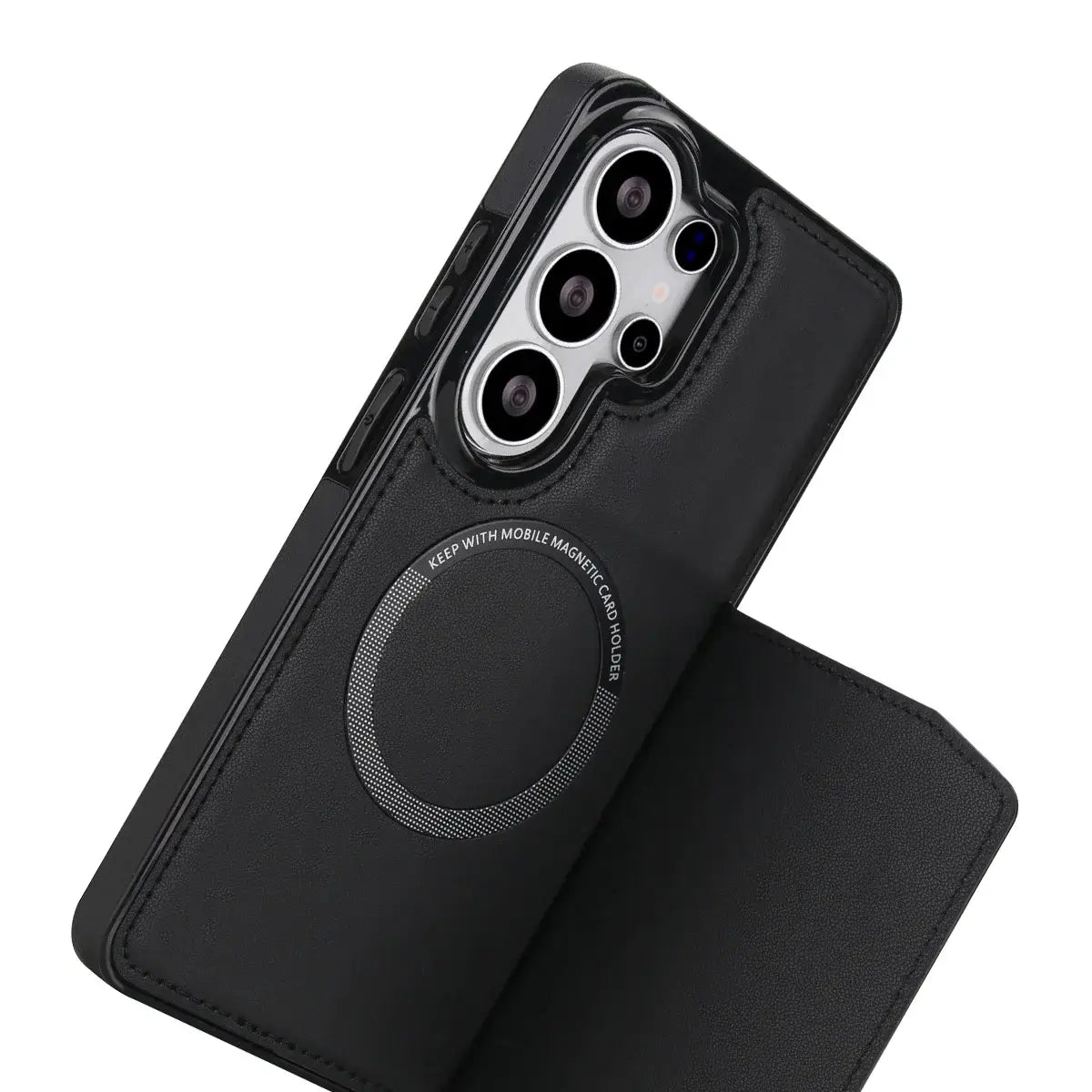 Buy Shockproof Protective Case with Card Holder, Magnetic Charging Compatibility & Hands-Free Viewing Stand - Vaun at Caseles-Samsung Galaxy S26 Ultra, Black