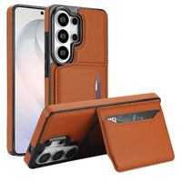Buy Shockproof Protective Case with Card Holder, Magnetic Charging Compatibility & Hands-Free Viewing Stand - Vaun at Caseles-Samsung Galaxy S26 Ultra, Brown