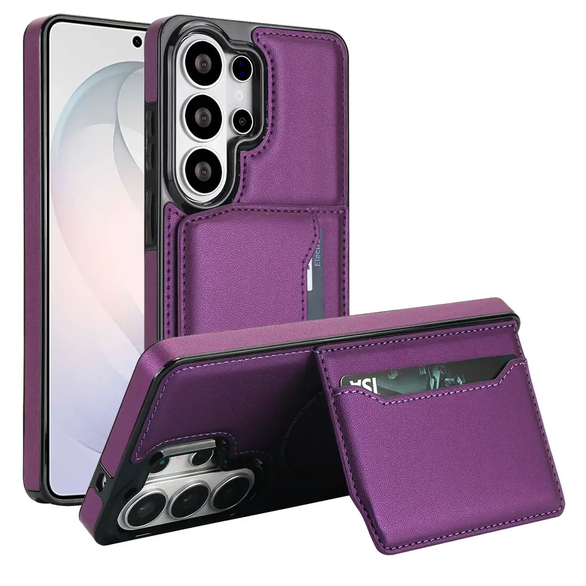 Buy Shockproof Protective Case with Card Holder, Magnetic Charging Compatibility & Hands-Free Viewing Stand - Vaun at Caseles-Samsung Galaxy S26 Ultra, Purple