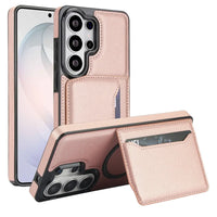 Buy Shockproof Protective Case with Card Holder, Magnetic Charging Compatibility & Hands-Free Viewing Stand - Vaun at Caseles-Samsung Galaxy S26 Ultra, RoseGold