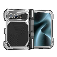 Buy Heavy-Duty Magnetic Case with Built-In PET Screen Protector, Hidden Hinge Kickstand & 18FT Drop Defense - VAUX at Caseles-iPhone Ultra, Black