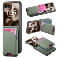 Buy Magnetic Detachable Wallet Case for Motorola Moto Razr, Slim Leather Flip Cover with 3 Card Slots and Kickstand, Wireless Charging Compatible Shockproof Case - Vell at Caseles-Motorola Razr Ultra (2025), Green