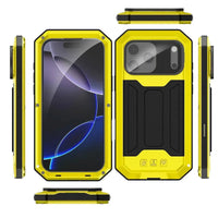 Buy iPhone Heavy Duty Metal Case with 360° Full Body Protection, Sliding Camera Cover, Built-in Screen Protector, Shockproof & Dustproof Armor Phone Cover - Warren at Caseles-iPhone 17 Pro Max, Black