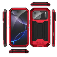 Buy iPhone Heavy Duty Metal Case with 360° Full Body Protection, Sliding Camera Cover, Built-in Screen Protector, Shockproof & Dustproof Armor Phone Cover - Warren at Caseles-iPhone 17 Pro Max, Black