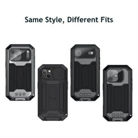 Buy iPhone Heavy Duty Metal Case with 360° Full Body Protection, Sliding Camera Cover, Built-in Screen Protector, Shockproof & Dustproof Armor Phone Cover - Warren at Caseles-iPhone 17 Pro Max, Black