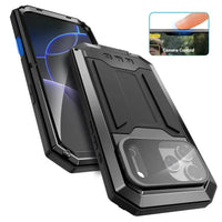 Buy iPhone Heavy Duty Metal Case with 360° Full Body Protection, Sliding Camera Cover, Built-in Screen Protector, Shockproof & Dustproof Armor Phone Cover - Warren at Caseles-iPhone 17 Pro Max, Black