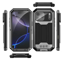 Buy iPhone Heavy Duty Metal Case with 360° Full Body Protection, Sliding Camera Cover, Built-in Screen Protector, Shockproof & Dustproof Armor Phone Cover - Warren at Caseles-iPhone 17 Pro Max, Black