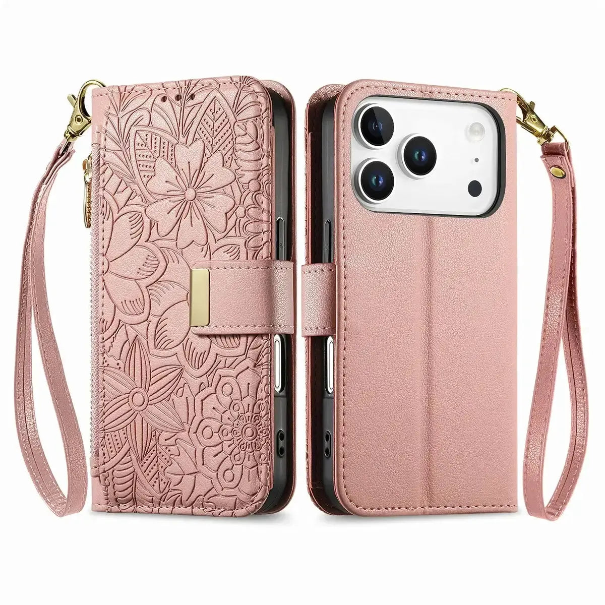 Buy PU Leather Wallet iPhone 17 Case with Card Slots, Wrist Strap, Stand, and Full Shockproof Protection, Willow at Caseles-iPhone 17 Pro Max, White