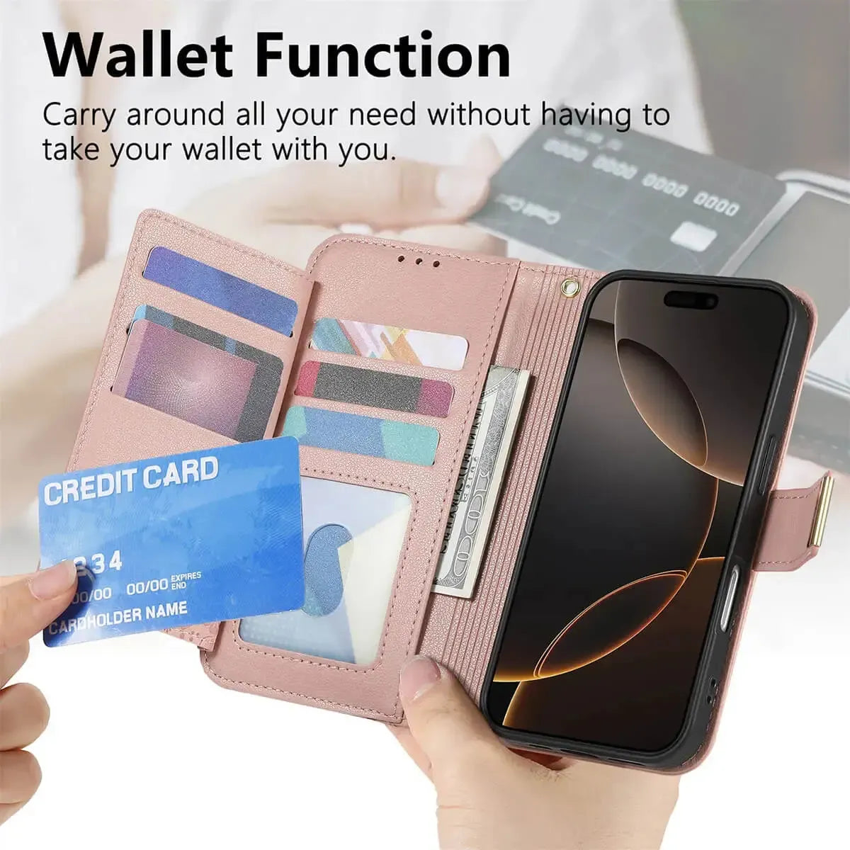 Buy PU Leather Wallet iPhone 17 Case with Card Slots, Wrist Strap, Stand, and Full Shockproof Protection, Willow at Caseles-iPhone 17 Pro Max, White
