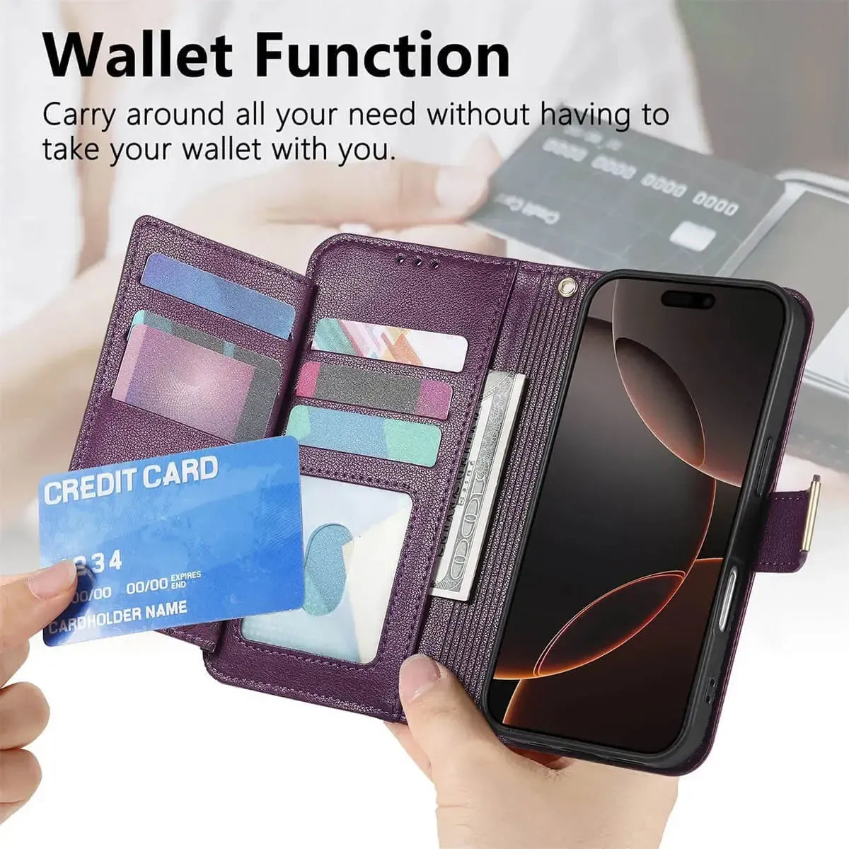 Buy PU Leather Wallet iPhone 17 Case with Card Slots, Wrist Strap, Stand, and Full Shockproof Protection, Willow at Caseles-iPhone 17 Pro Max, White