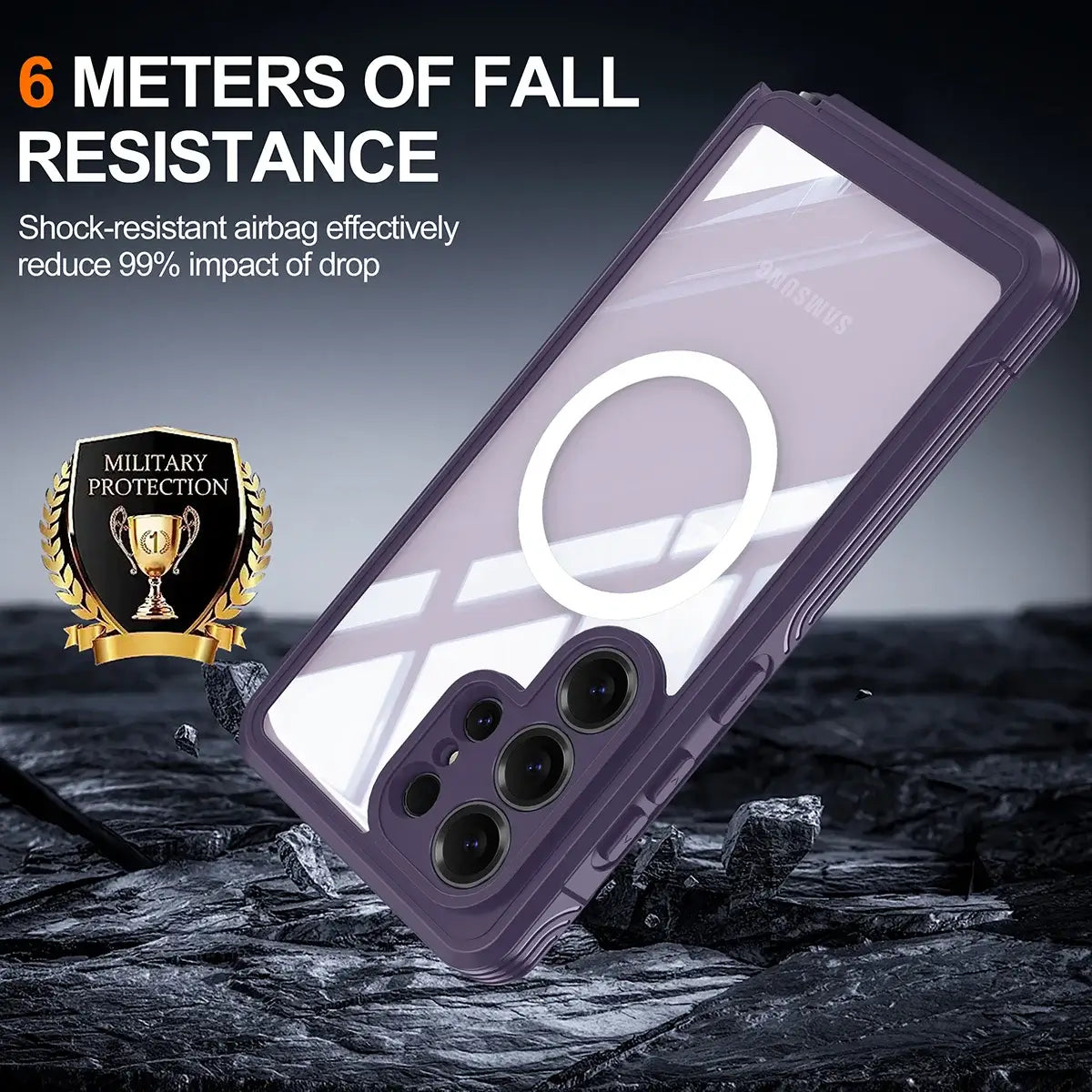 Buy Full-Body Rugged Shield for Galaxy S Series: 360° Magnetic Case with Built-in 9H+ Screen Protector - ZARK at Caseles-Samsung Galaxy S26 Ultra, Black