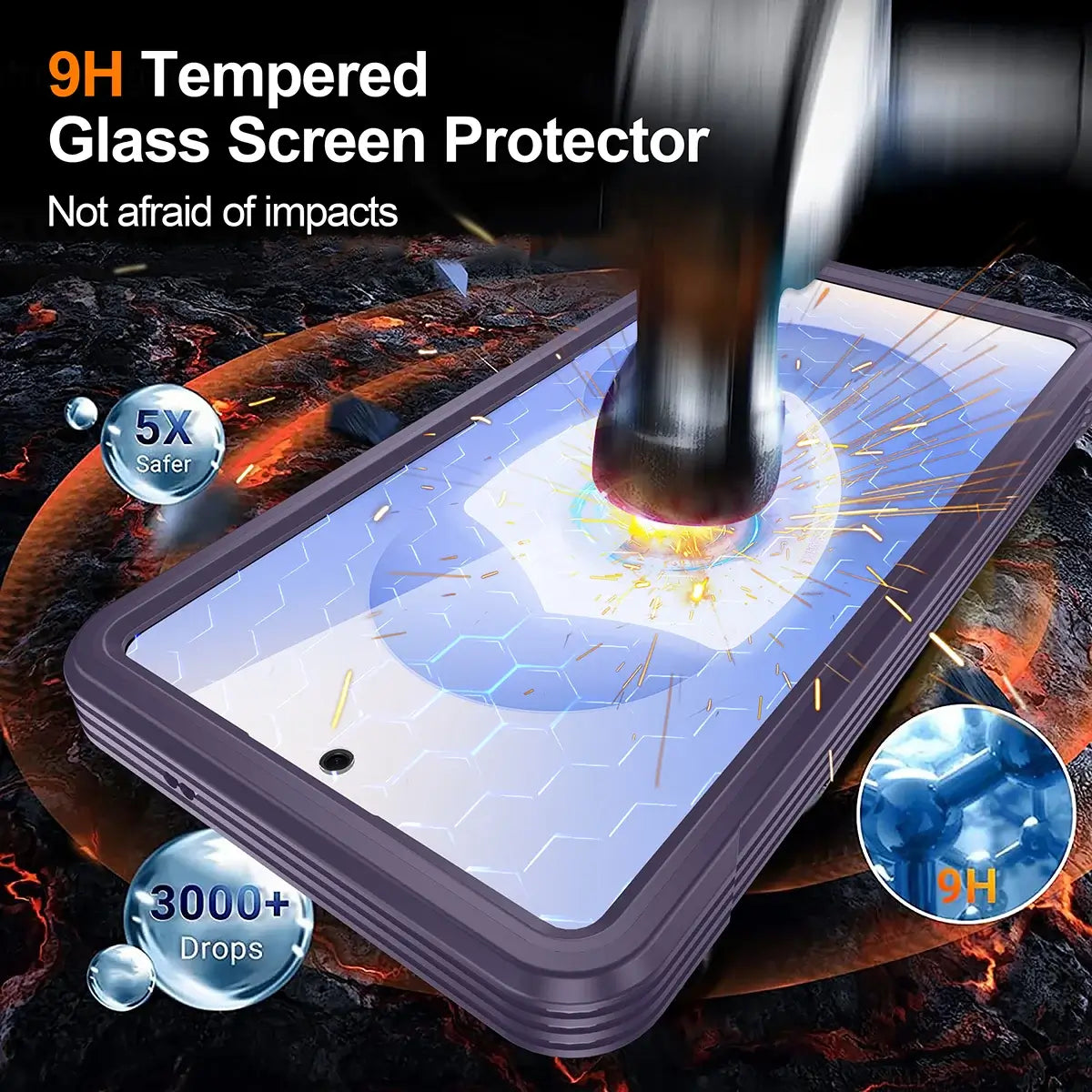 Buy Full-Body Rugged Shield for Galaxy S Series: 360° Magnetic Case with Built-in 9H+ Screen Protector - ZARK at Caseles-Samsung Galaxy S26 Ultra, Black