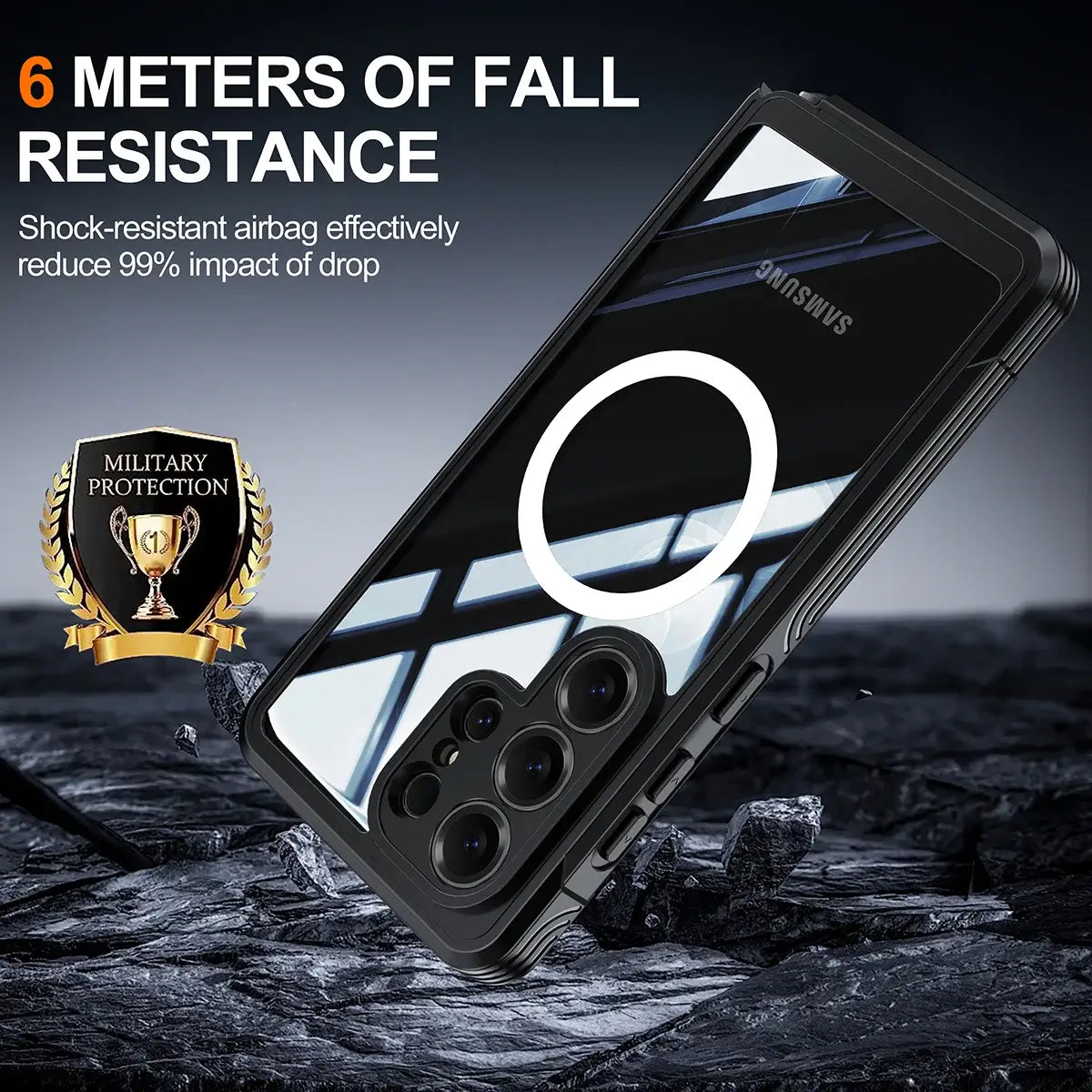 Buy Full-Body Rugged Shield for Galaxy S Series: 360° Magnetic Case with Built-in 9H+ Screen Protector - ZARK at Caseles-Samsung Galaxy S26 Ultra, Black