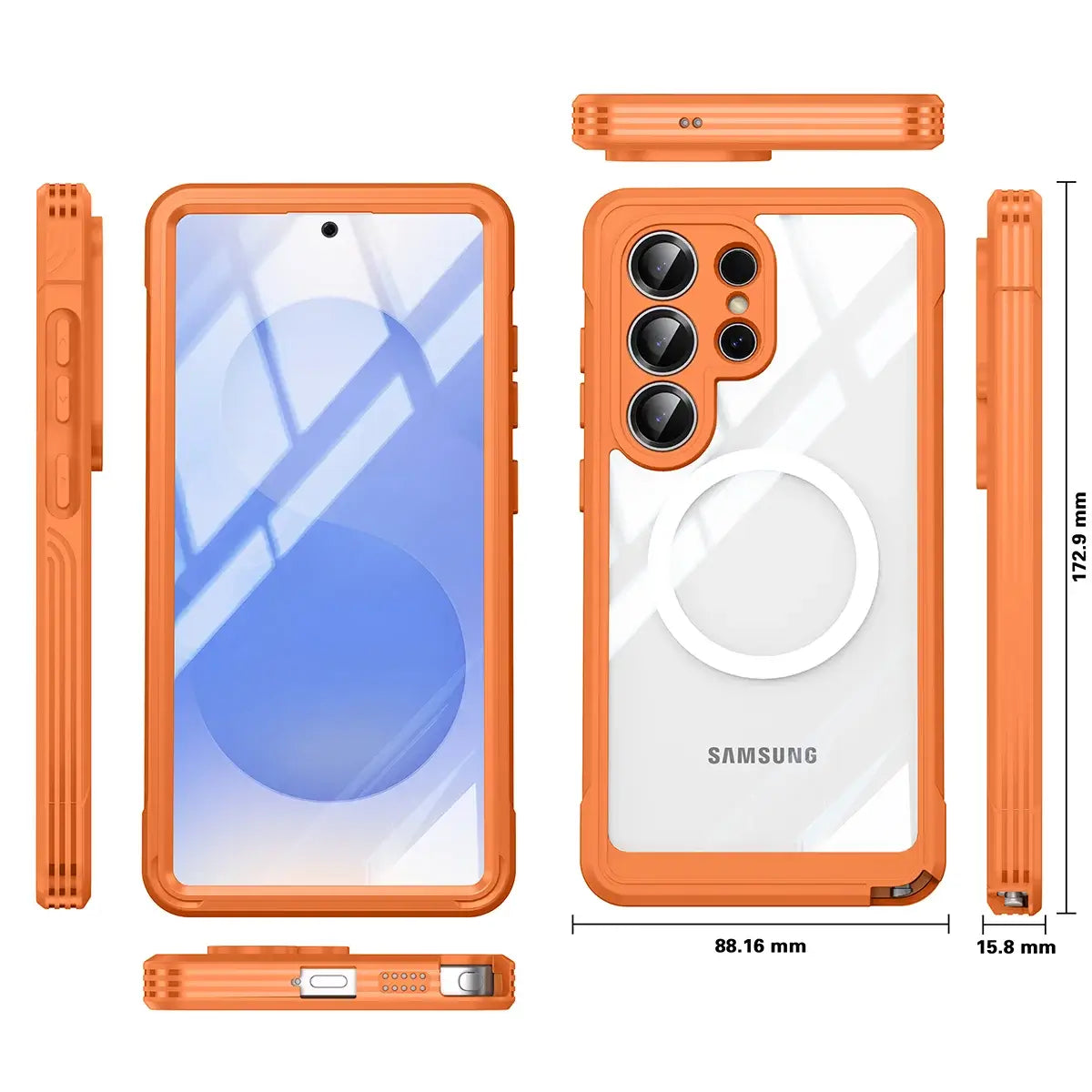 Buy Full-Body Rugged Shield for Galaxy S Series: 360° Magnetic Case with Built-in 9H+ Screen Protector - ZARK at Caseles-Samsung Galaxy S26 Ultra, Black