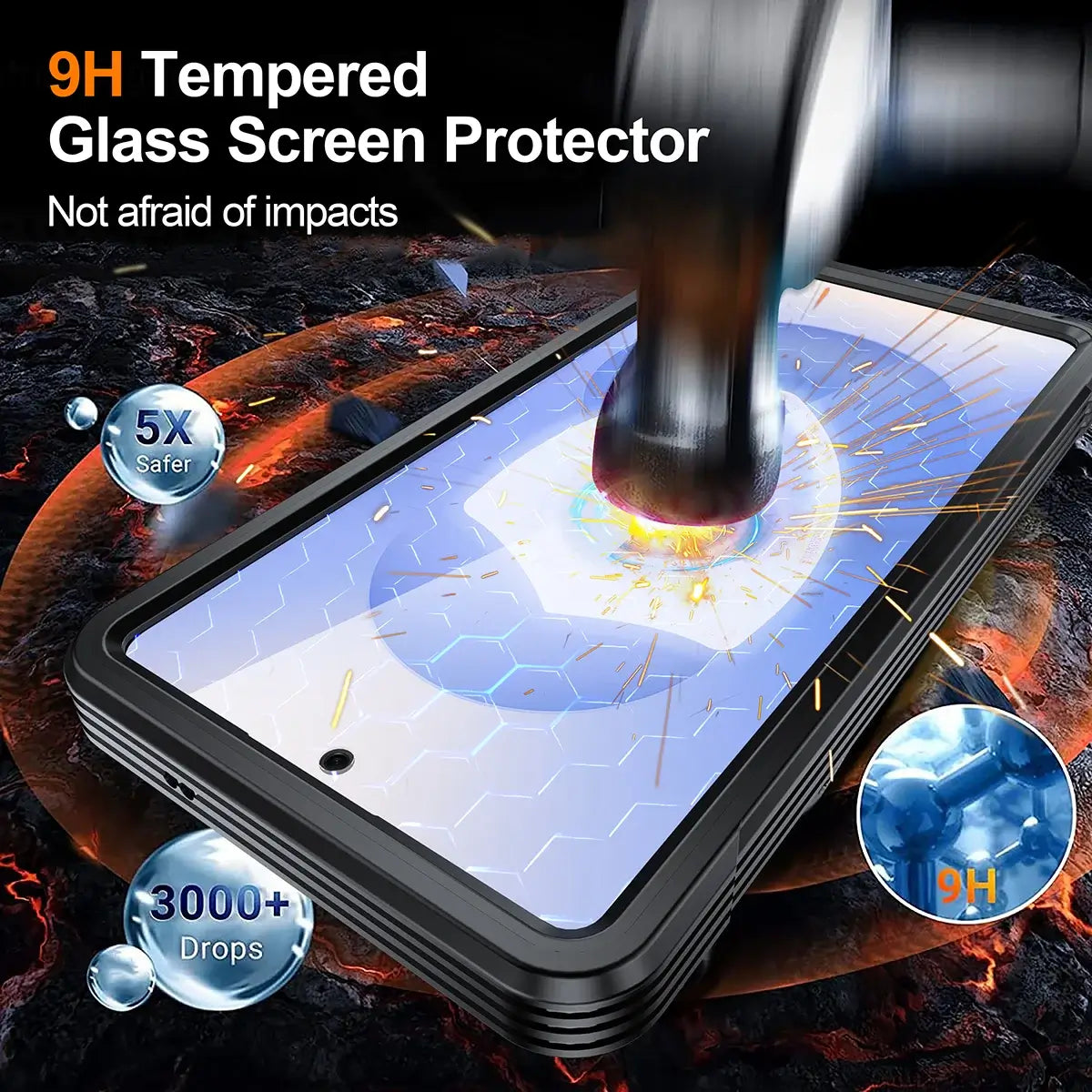 Buy Full-Body Rugged Shield for Galaxy S Series: 360° Magnetic Case with Built-in 9H+ Screen Protector - ZARK at Caseles-Samsung Galaxy S26 Ultra, Black