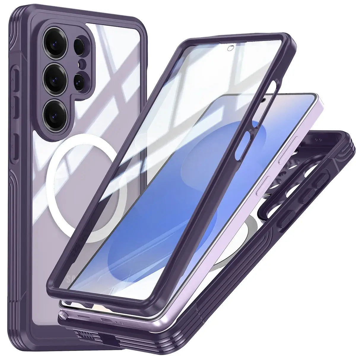 Buy Full-Body Rugged Shield for Galaxy S Series: 360° Magnetic Case with Built-in 9H+ Screen Protector - ZARK at Caseles-Samsung Galaxy S26 Ultra, Purple