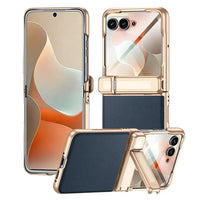 Buy Full-Body Tech-Leather Case for Moto Razr: Hinge Kickstand, Screen Protector & Wireless Charging - Hal at Caseles-Motorola Razr Ultra (2026), HD Clear-Blue