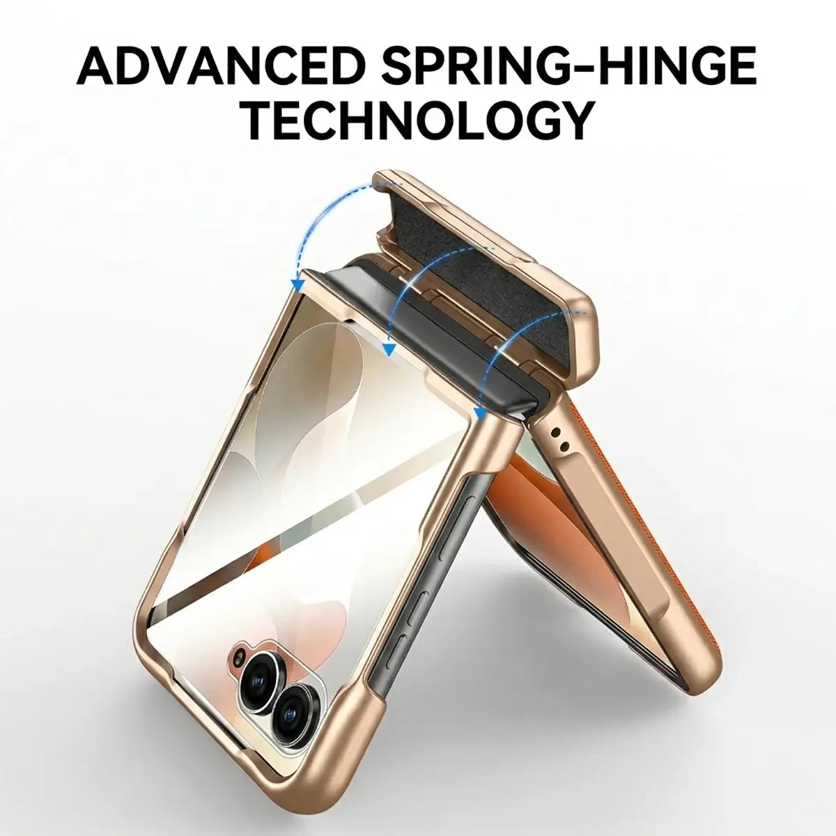Buy Full-Body Tech-Leather Case for Moto Razr: Hinge Kickstand, Screen Protector & Wireless Charging - Hal at Caseles-Motorola Razr Ultra (2026), HD Clear-Orange
