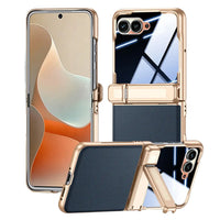 Buy Full-Body Tech-Leather Case for Moto Razr: Hinge Kickstand, Screen Protector & Wireless Charging - Hal at Caseles-Motorola Razr Ultra (2026), Privacy-Blue