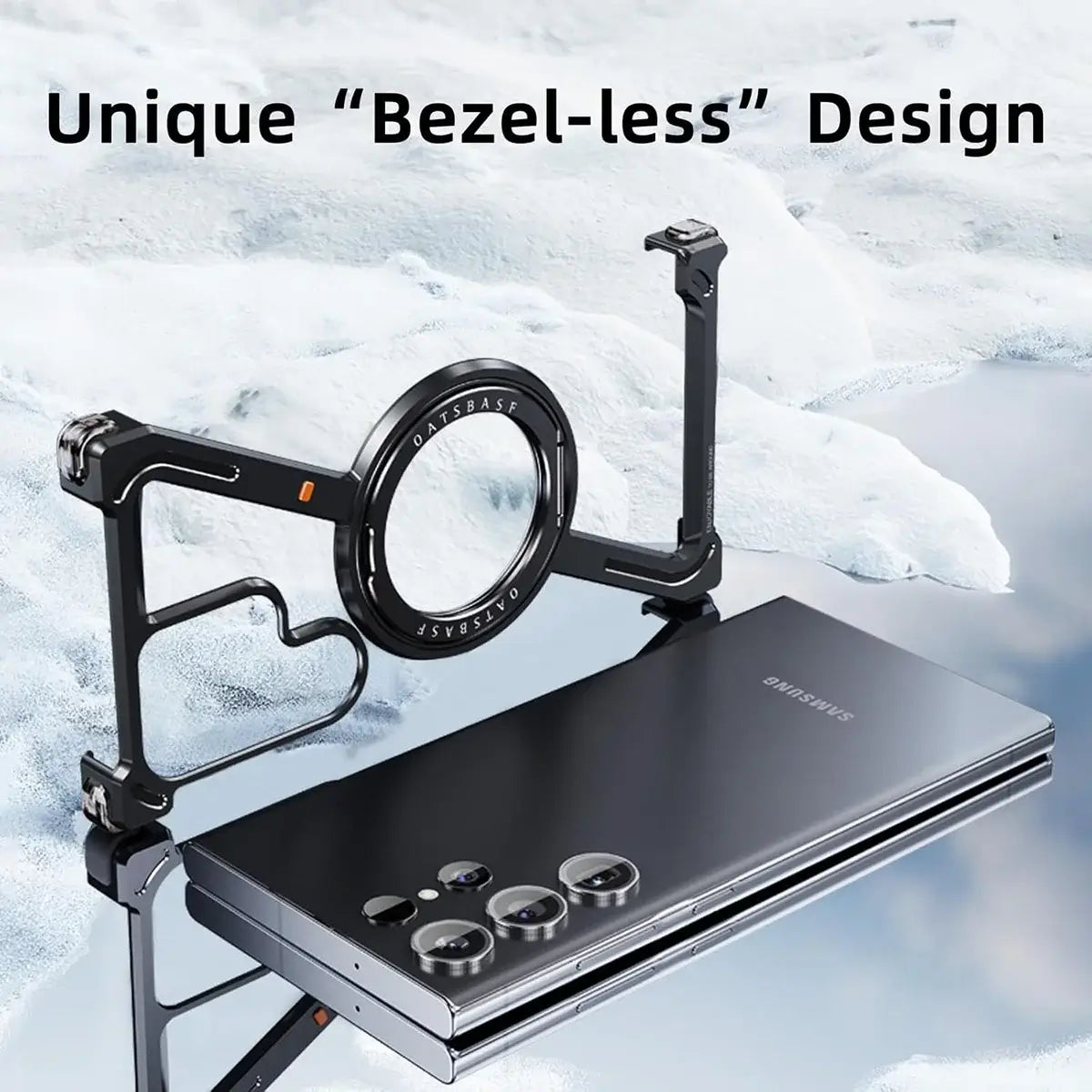 Buy Aluminum Metal Frameless Design Bumper Phone Case for Galaxy S with Rotatable Ring Holder Magnetic Kickstand Cover - ZEE at Caseles-Samsung Galaxy S26 Ultra, Black