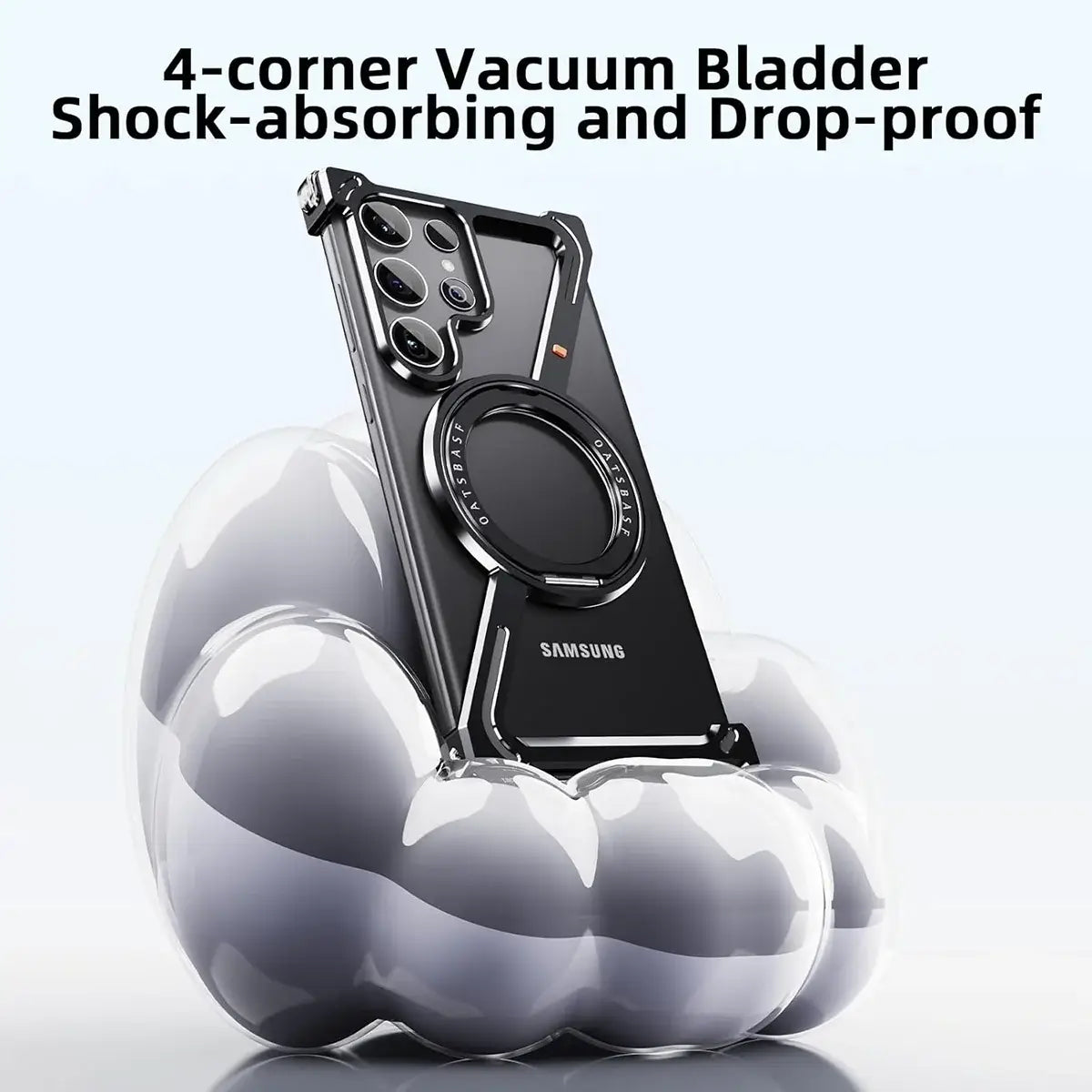 Buy Aluminum Metal Frameless Design Bumper Phone Case for Galaxy S with Rotatable Ring Holder Magnetic Kickstand Cover - ZEE at Caseles-Samsung Galaxy S26 Ultra, Black