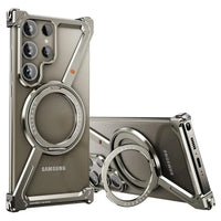 Buy Aluminum Metal Frameless Design Bumper Phone Case for Galaxy S with Rotatable Ring Holder Magnetic Kickstand Cover - ZEE at Caseles-Samsung Galaxy S26 Ultra, Gray