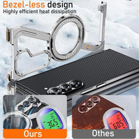 Buy Aluminum Metal Frameless Design Bumper Phone Case for Galaxy Z with Rotatable Ring Holder Magnetic Kickstand Cover - ZEE at Caseles-Samsung Galaxy Z Fold 7, Black