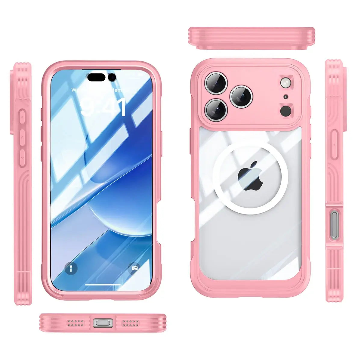 Buy Full-Body Rugged Shield for iPhone Series: 360° Magnetic Case with Built-in 9H+ Screen Protector - ZONA at Caseles-iPhone 17 Pro Max, Black