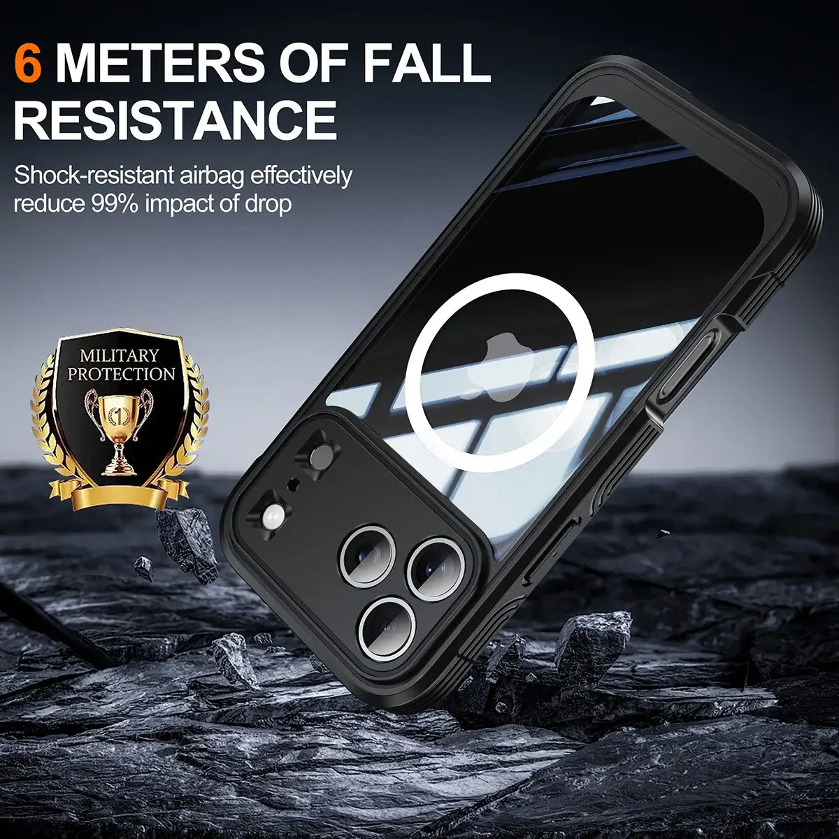 Buy Full-Body Rugged Shield for iPhone Series: 360° Magnetic Case with Built-in 9H+ Screen Protector - ZONA at Caseles-iPhone 17 Pro Max, Black