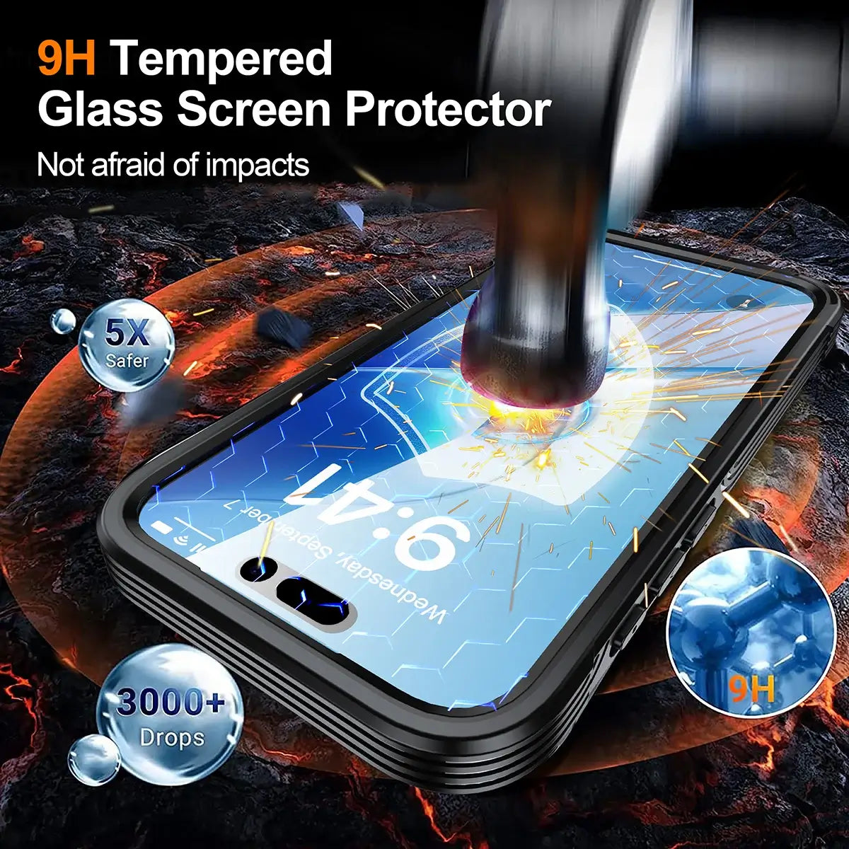 Buy Full-Body Rugged Shield for iPhone Series: 360° Magnetic Case with Built-in 9H+ Screen Protector - ZONA at Caseles-iPhone 17 Pro Max, Black