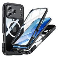 Buy Full-Body Rugged Shield for iPhone Series: 360° Magnetic Case with Built-in 9H+ Screen Protector - ZONA at Caseles-iPhone 17 Pro Max, Black