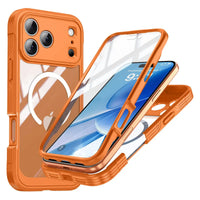 Buy Full-Body Rugged Shield for iPhone Series: 360° Magnetic Case with Built-in 9H+ Screen Protector - ZONA at Caseles-iPhone 17 Pro Max, Orange