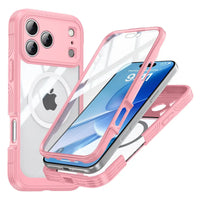 Buy Full-Body Rugged Shield for iPhone Series: 360° Magnetic Case with Built-in 9H+ Screen Protector - ZONA at Caseles-iPhone 17 Pro Max, Pink