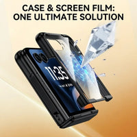 Buy Full-Body Matte Armor: 360° Hinge Defense & MagSafe Rotating Stand - Zonx at Caseles-Motorola Razr Ultra (2026), HD Clear-Black