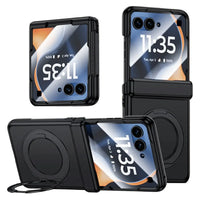 Buy Full-Body Matte Armor: 360° Hinge Defense & MagSafe Rotating Stand - Zonx at Caseles-Motorola Razr Ultra (2026), HD Clear-Black