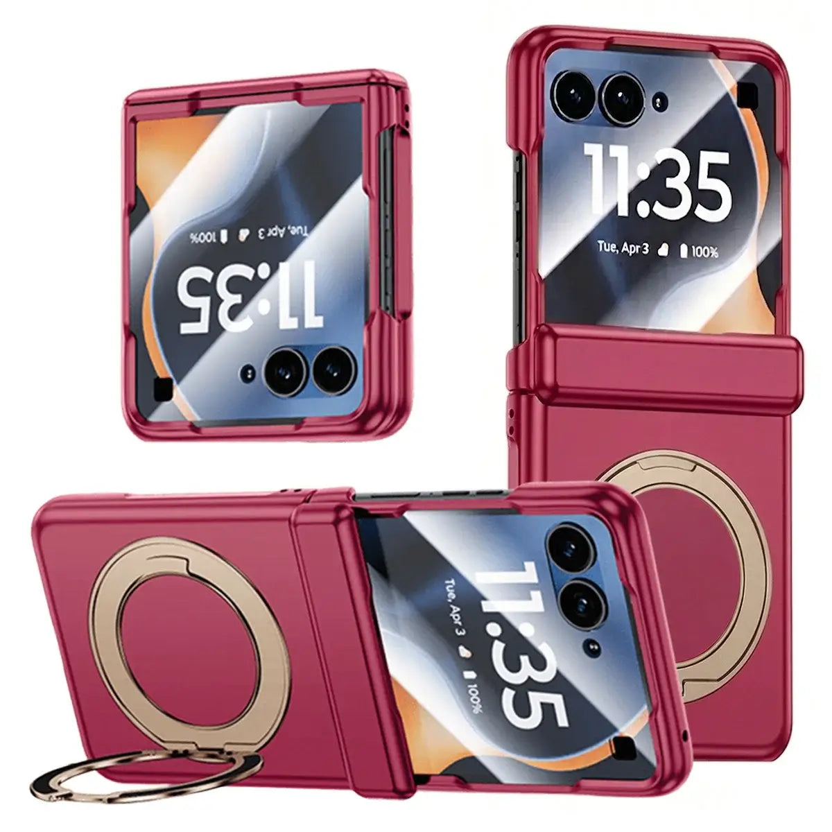 Buy Full-Body Matte Armor: 360° Hinge Defense & MagSafe Rotating Stand - Zonx at Caseles-Motorola Razr Ultra (2026), HD Clear-RosePink