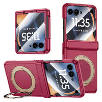 Buy Full-Body Matte Armor: 360° Hinge Defense & MagSafe Rotating Stand - Zonx at Caseles-Motorola Razr Ultra (2026), HD Clear-RosePink