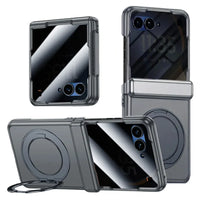 Buy Full-Body Matte Armor: 360° Hinge Defense & MagSafe Rotating Stand - Zonx at Caseles-Motorola Razr Ultra (2026), Privacy-Gray