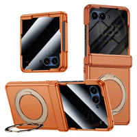 Buy Full-Body Matte Armor: 360° Hinge Defense & MagSafe Rotating Stand - Zonx at Caseles-Motorola Razr Ultra (2026), Privacy-Orange