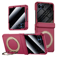 Buy Full-Body Matte Armor: 360° Hinge Defense & MagSafe Rotating Stand - Zonx at Caseles-Motorola Razr Ultra (2026), Privacy-RosePink